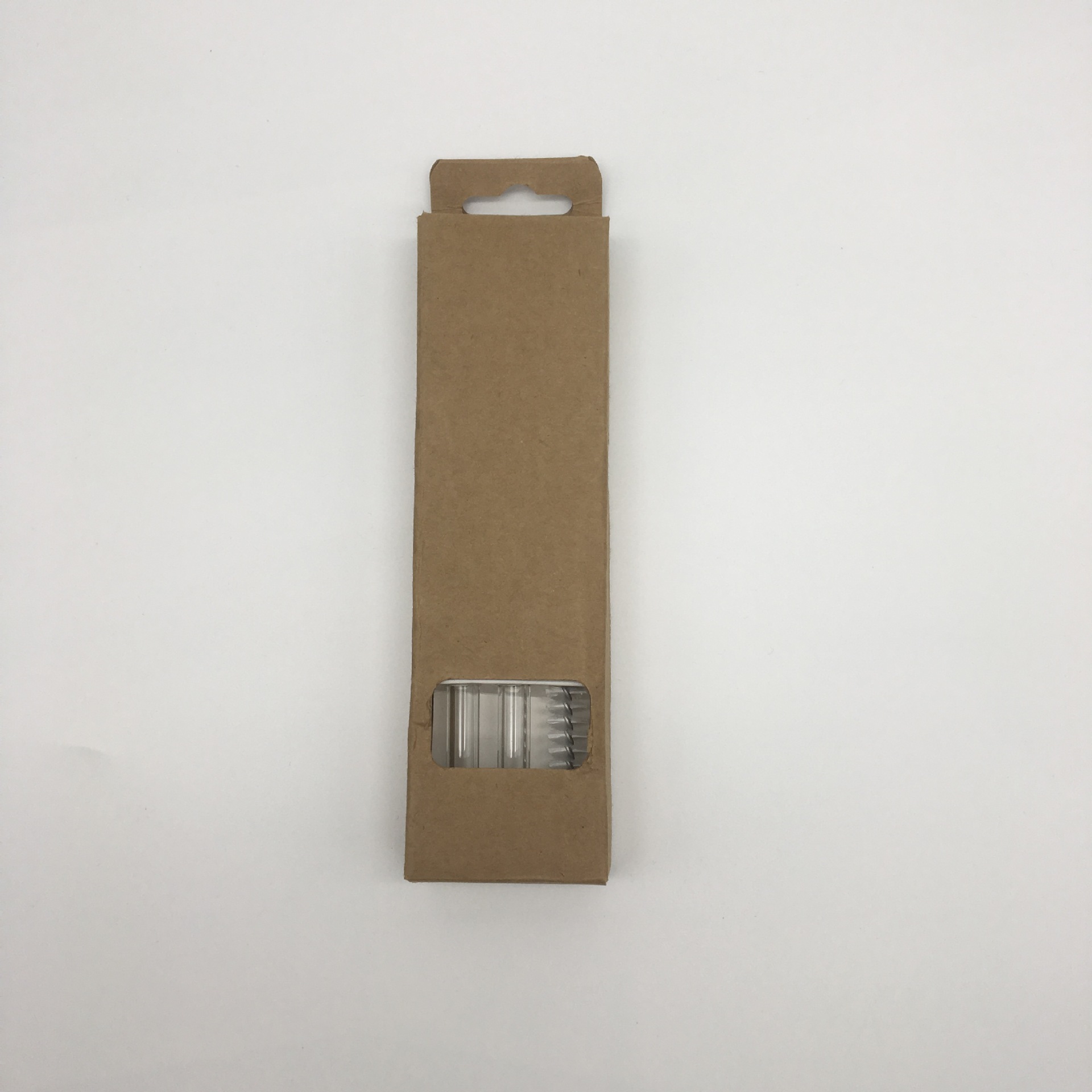 2+1 Transparent glass straw set paper box 8-250mm borosilicate glass kraft paper box