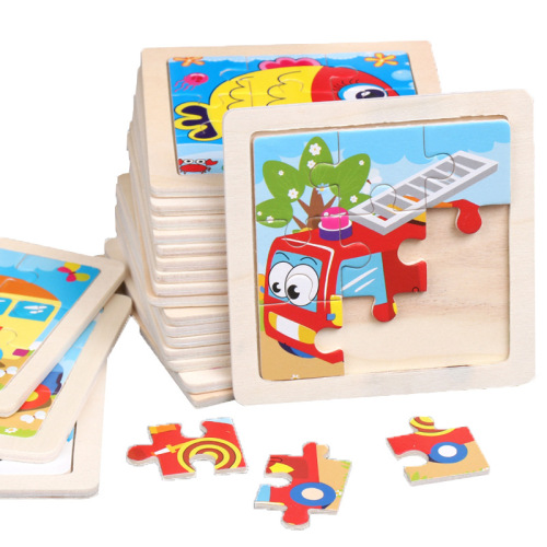 * 9 Pieces Wooden Children‘s Puzzle Toys Early Childhood Educational Cartoon Animal Vehicle Cognition Puzzle Wholesale