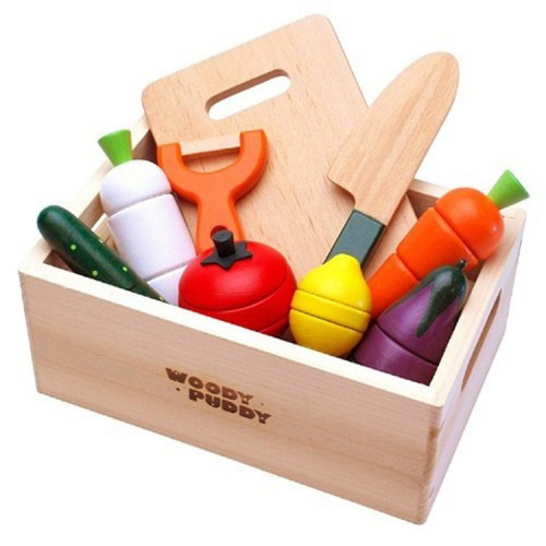 Wooden Toys Magnetic Vegetables and Fruits Wooden Box Cut to See Children‘s Wooden Simulation Fruits and Vegetables Play House Toys 