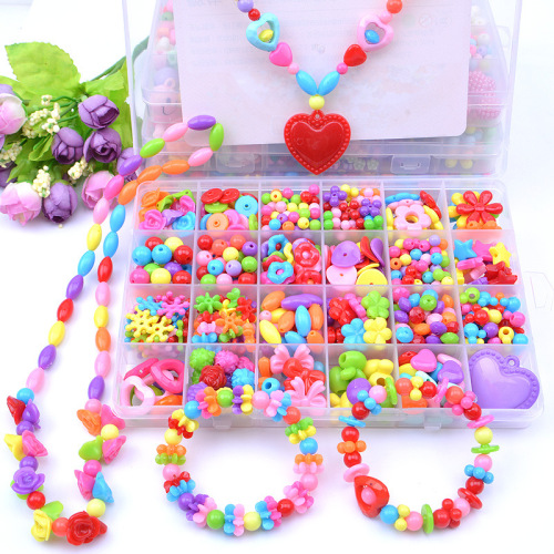 * Yiwu Creative Children‘s Beaded Toys Set for Girls DIY Handmade Puzzle String Beads Necklace Wholesale