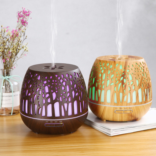 Light Wood Grain 400Ml Home Appliances Office Room Essential Oil Aromatherapy Machine Hollow Colorful Ultrasonic Humidifier