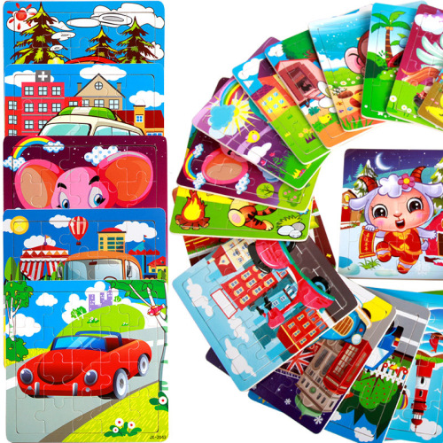 * 9/16/20 pieces children‘s wooden puzzle puzzle micro-supply stall supply hot sale kindergarten men and women baby toys