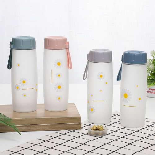 Portable Frosted Plastic Cup Filter Screen Tea Brewing Water Cup Internet Celebrity Little Daisy Cup Stall Supply Student Gift Cup