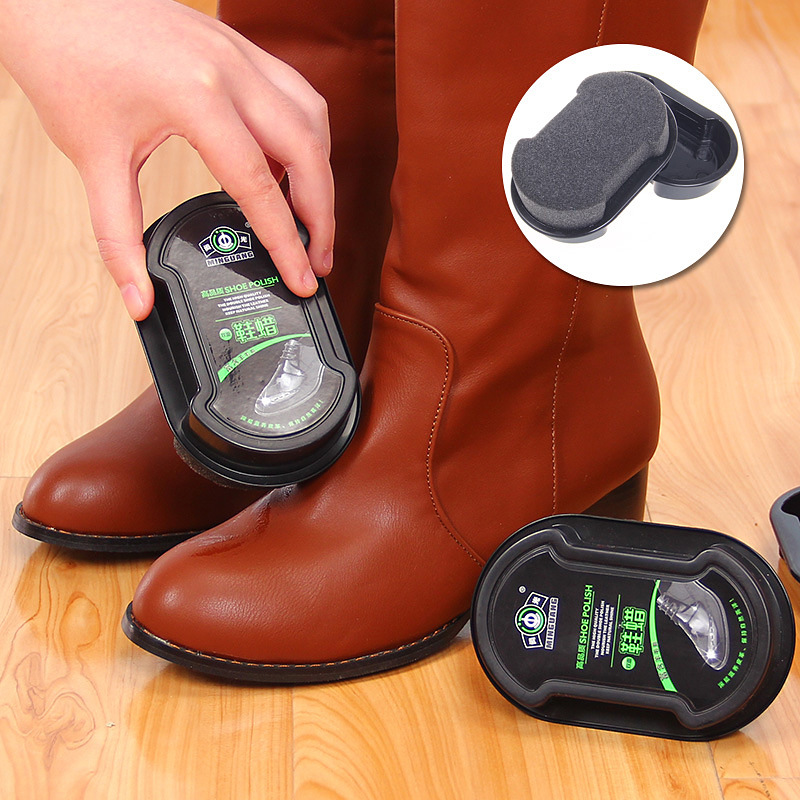 Shiny two-sided sponge shoes Wax Bright Shoes Guard Shoes Wax Leather Care oil Shiny shoes Shiny
