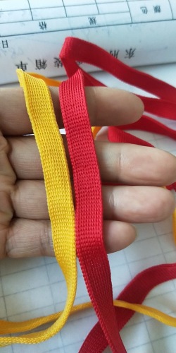 factory direct sales yellow 1cm knitted ribbon clothes side tape accessories sportswear side big red spot layering