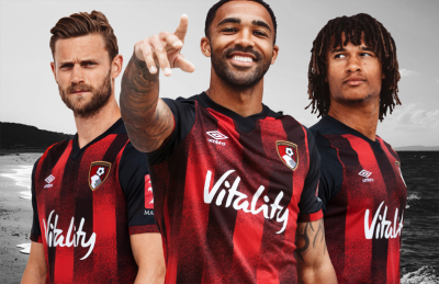 Wholesale Customised Football suit short-sleeved, shorts Two-piece Bournemouth Home Kit for the 2020-21 Season