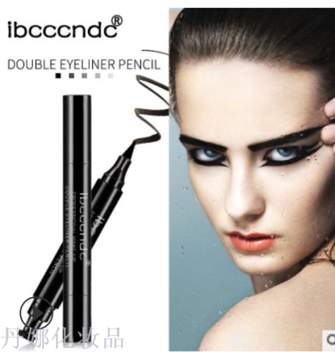 Double-Headed Eyeliner Stamp Pen Ibcccndc Makeup Triangle Waterproof Eyebrow Pencil Eyeliner Cross-Border Eyeliner