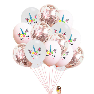 Foreign Trade sells a 12-inch Cartoon unicorn Confetti balloon set for children's Birthday party