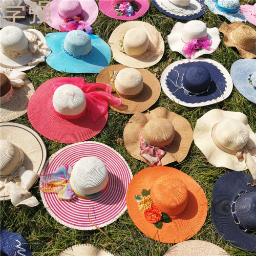 straw hat sun hat summer women‘s straw hat sun-proof gift gift stall supply big brim hat mother‘s day 13