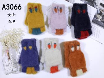 Women's Gloves Winter Women's Cute Cartoon Half Finger Flip Thermal Factory Direct Sales