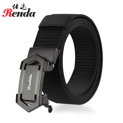 Renda New Automatic Buckle Nylon Waistband Business Fashion All-Matching Men‘s Leather Belt Manufacturer