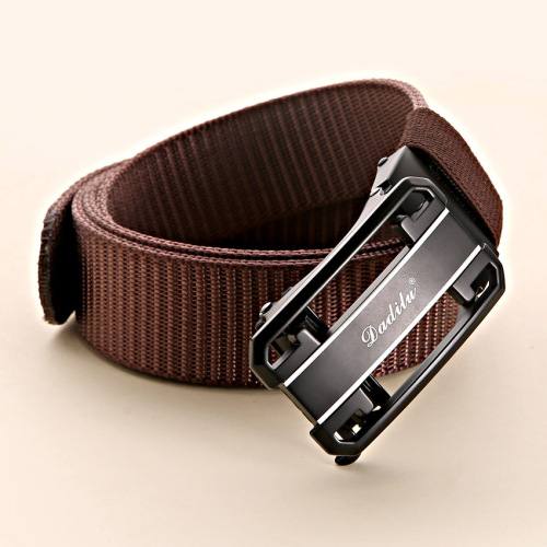 3.8cm Automatic Buckle Casual All-Match Men‘s Leather Belt Quick-Drying Breathable Nylon Waistband Factory Wholesale