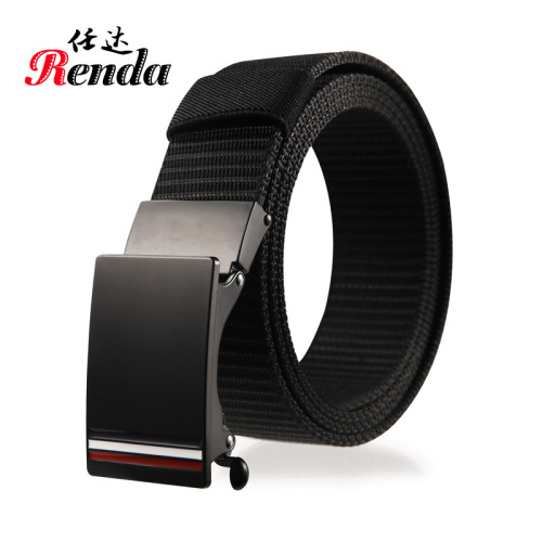 New Fashion All-Match Automatic Men‘s Leather Belt Outdoor Quick-Drying Nylon Waistband Casual Canvas Pant Belt One Piece Dropshipping