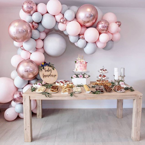 pink balloon chain set party festival birthday scene layout balloon macaron latex balloon