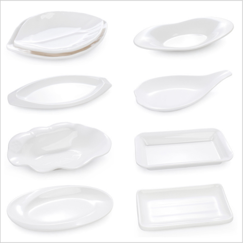 white melamine tableware multi-purpose cooking plate 100% melamine rectangular plate imitation porcelain snack plate