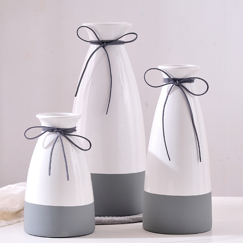 The wholesale production of northern Europe white grey two - color ceramic vase flower implement thr