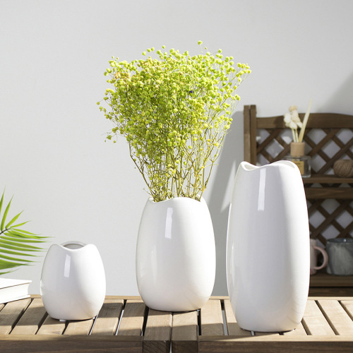 white simple modern ceramic vase three-piece floral crafts home decoration nordic style