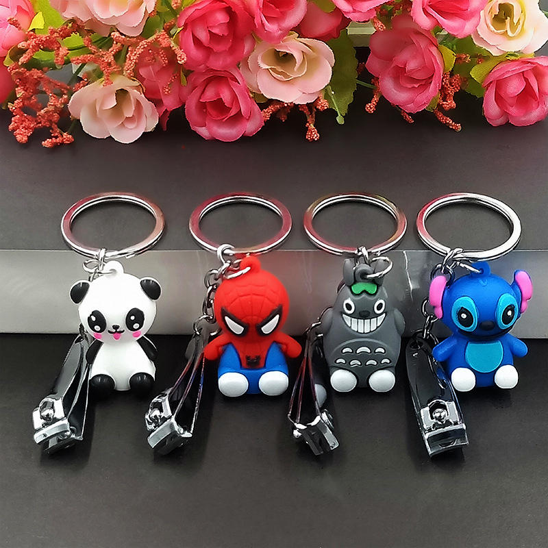 Cartoon PVC soft plastic key chain key ring Pendant Gifts wholesale Creative personality metal nail