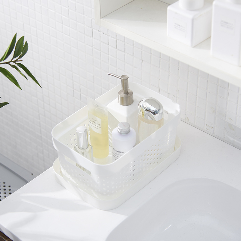 Plastic storage basket with cover Nordic color can be superp...