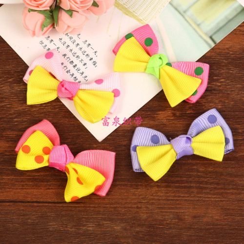 fashion diy jewelry headdress accessories ribbon zongzi printing point two-color bow clothing accessories factory direct