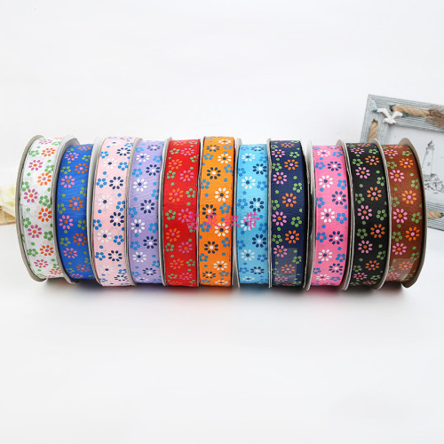 factory direct high quality polyester knitted ribbon exquisite small flower printed ribbon diy jewelry accessories ribbon