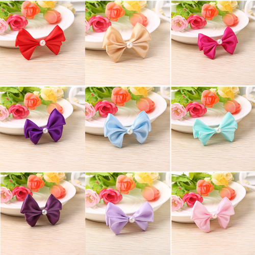 Sweet Cute Pearl Bow High Quality Polyester Band Hand-Woven Ornament Women‘s DIY Hair Accessories 