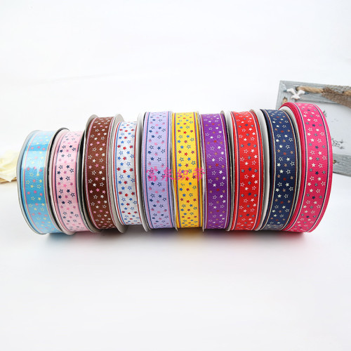 Factory Direct Sales Exquisite Starry Printing Ribbon Gift Packaging Ribbon Holiday Decoration Ribbon DIY Accessories
