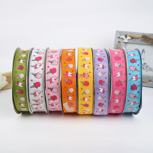 hot selling high quality polyester knitted ribbon exquisite ice cream printing ribbon diy jewelry accessories ribbon