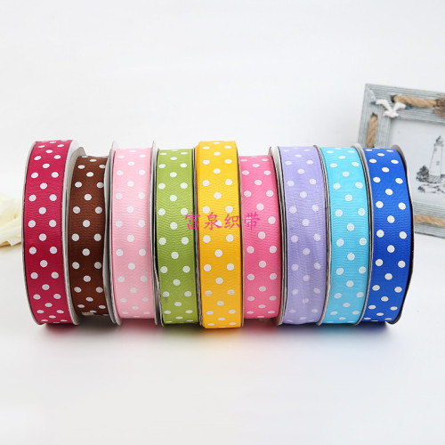 New High Quality Polyester Textile Ribbon Exquisite Candy Color Polka Dot Ribbon Ornament Accessories Gift Packing Tape