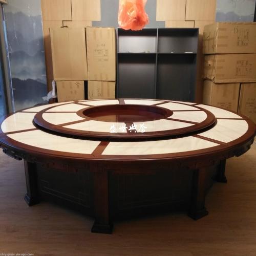 Erlianhaote Star Hotel Solid Wood Dining Table and Chair Customized Restaurant Restaurant Compartment Marble Electric Dining Table