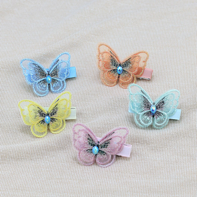 韩国超仙蝴蝶发夹卡子发饰ins网红少女蕾丝刺绣刘海边夹侧夹发卡