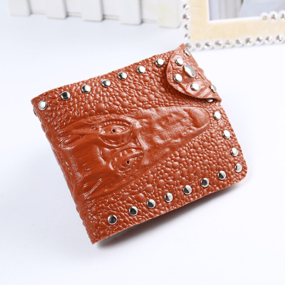 Personality Willow ding Crocodile Short Men's Wallet Dark Horizontal Wallet Multi-function Card Bag