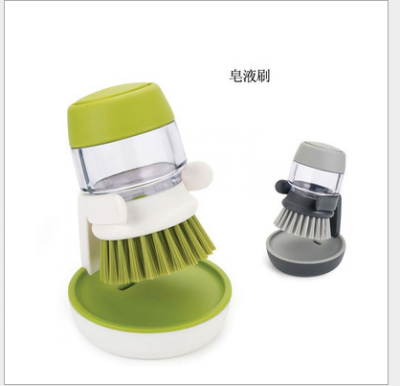 Kitchen Dish Cleaning Brushes Automatic Soap Liquid Adding Pot
