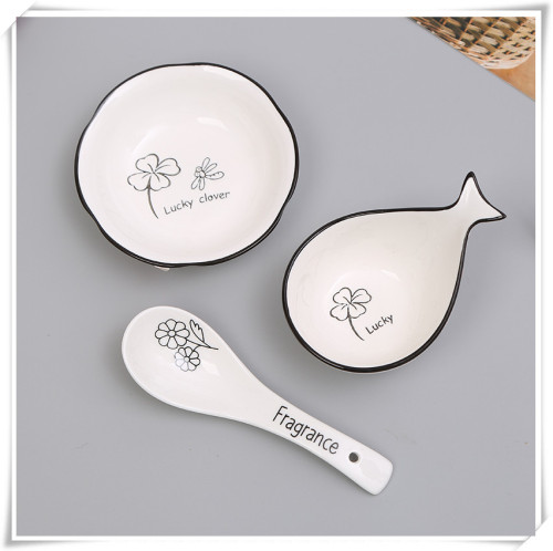 Household Ceramic Tableware Bowl and Dish Set European Simple Ins Style Nice Eating Bowl plate Microwave Tableware
