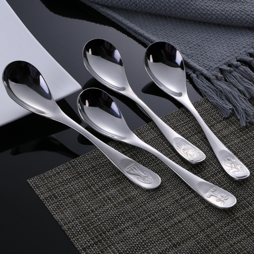 twelve zodiac stainless steel spoon cartoon thickened soup eating soup spoon household rice spoon creative tableware