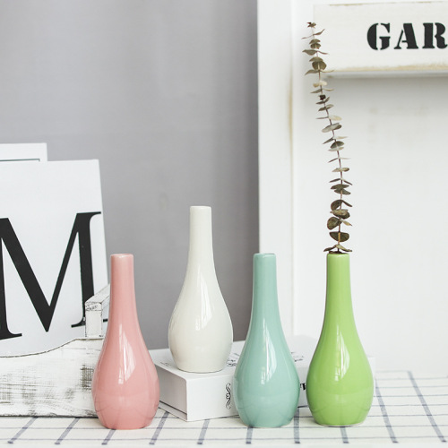 creative home ceramic crafts ceramic vase office desk hydroponic vase decoration home decoration wholesale straight bottle