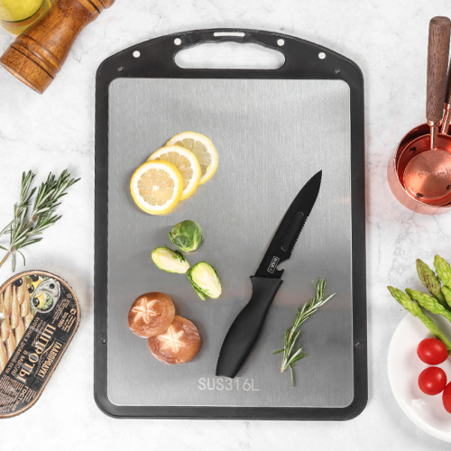 multifunctional thickened double-sided stainless steel plastic cutting board 316 stainless steel cutting board household kneading cutting board mildew-proof