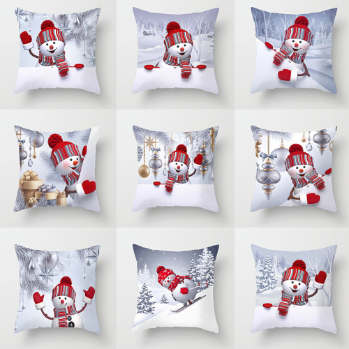christmas snowman linen pillow cover home sofa pillow cushion cover cross-border hot sale pillow cover