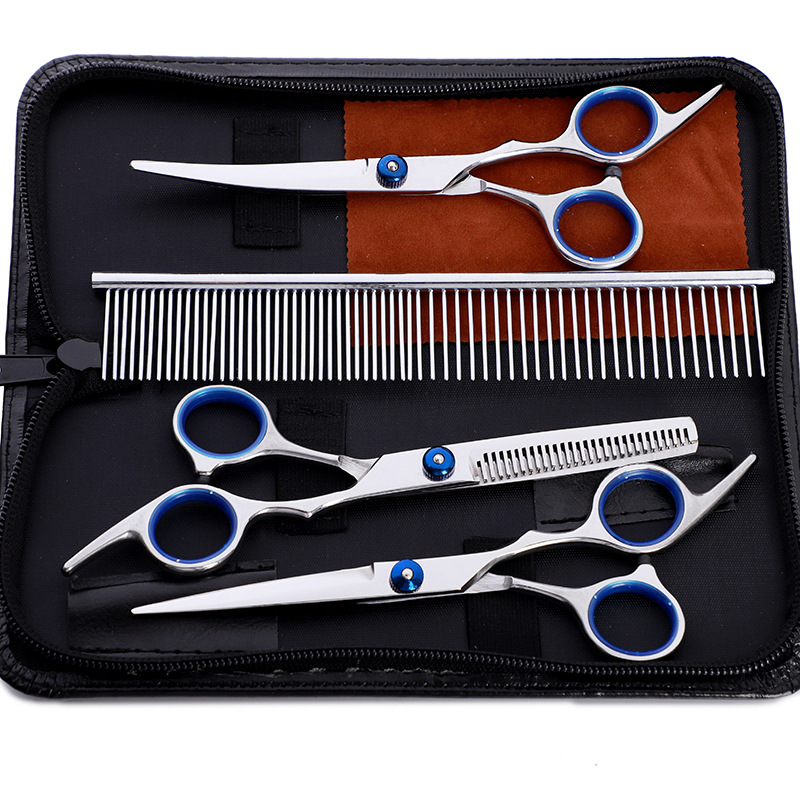 Pet Scissors Dog Hair Shearing Scissors Knife Set Poodle Beauty Tool Bags Decoration Hair Scissors S