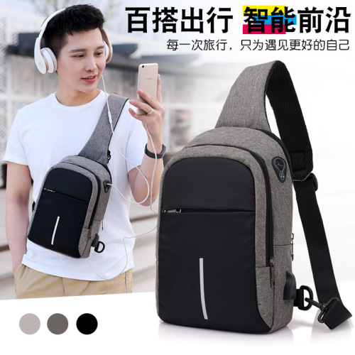 Chest Bag Crossbody Bag Men‘s Bag Fashion Brand USB Charging Leisure Crossbody Bag Outdoor Sports hugh Leisure One-Shoulder Backpack 