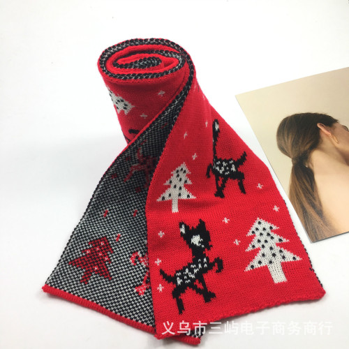 new children‘s scarf parent-child autumn and winter baby wool knitted japanese and korean sweet girl children winter deer scarf
