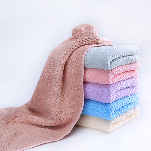 Warp Knitted Polyester Brocade Coral Velvet Pineapple Plaid 35*75 Thickened Absorbent Soft Quick-Drying Towel Beauty Salon Hotel Towel
