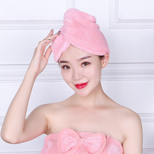 Shower Cap Absorbent Thickened Warp Knitted Coral Fleece adult Female Head Towel Soft Quick-Drying No Fading Easy to Clean