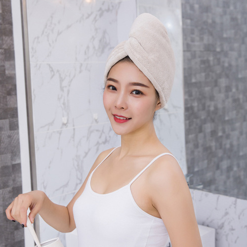 double-layer thickened coral fleece hair drying cap absorbent quick hair drying towel headscarf shower cap processing customized factory direct