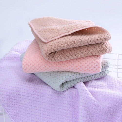 35*75 Towel Warp Knitted Polyester Brocade Coral Fleece Thickened Absorbent Soft Quick-Drying Gift Customized Hotel Beauty Towel
