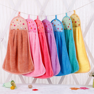 The Factory Direct selling coral velvet thickening wipe hand towel can hang type Kitchen towel Children's Cartoon Water Wipe Face customization