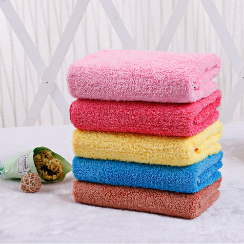 Factory Wholesale Thickened Super Soft Coral Velvet Towel Double-Sided Plain Absorbent Towel Lock Edge without Lint Face Wiping Towel