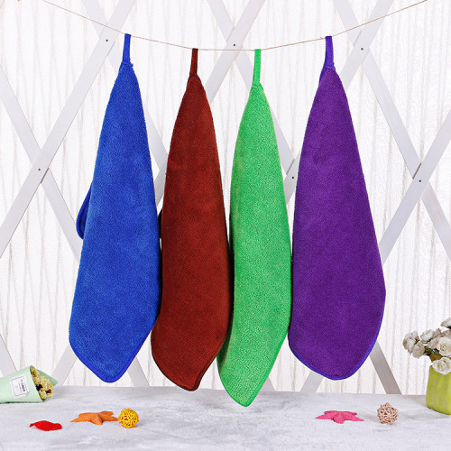 new coral fleece small square towel thickened absorbent kitchen hanging towel plain fashion simple towel wholesale