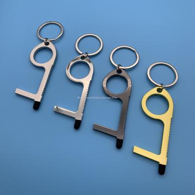 Guangdong New Alloy Key Ring Anti-Contact Metal Beer Open Mobile Phone Sliding Screen Press Elevator Multi-Functional Keychain