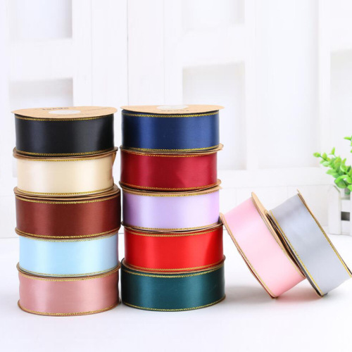 4cm wide double-sided double-gold ribbon gift packaging ribbon floral bandage wedding accessories head flower tied cake box